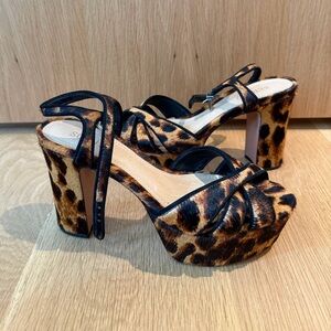 SCHUTZ Leopard Print Platform Sandals